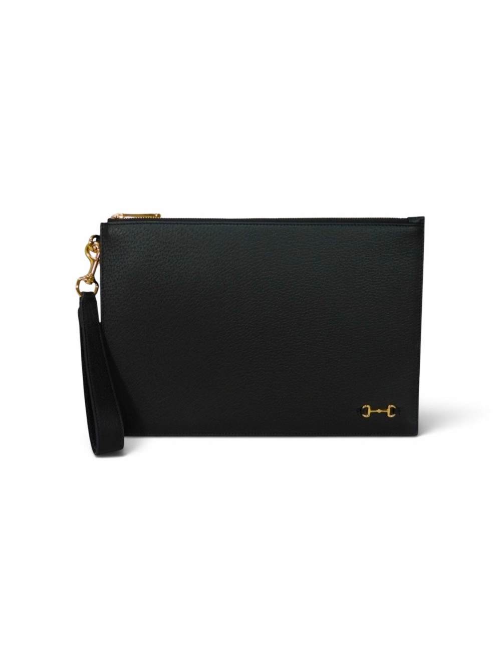 BRAND NEW GUCCI Black Leather Horsebit Clutch/Wristlet